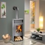 Justus Kaminofen Island Aqua mit Speckstein, gussgrau, 10 kW, Energieeffizienzklasse A+ im Wohnraum.