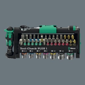 Wera Tool-Check Combi 1, 40-teiliges Werkzeugset mit Bits, Nüssen, Ratsche und Handhalter in kompakter Box.