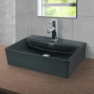 ML-Design Handwaschbecken, Keramik, Schwarz Matt, 510x360mm, mit Ablaufgarnitur.