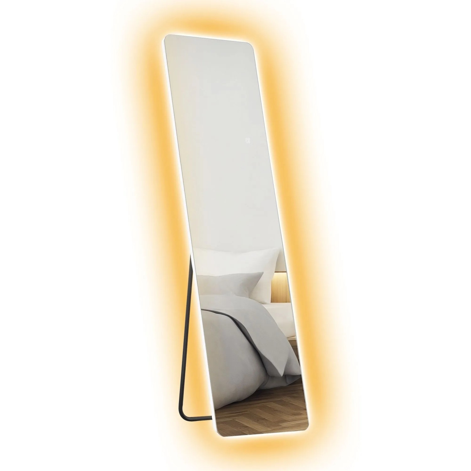 HOMCOM Ganzkörperspiegel Hartglas Metall Transparent 40L x 3B x 150H cm