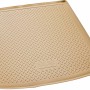 Beige Gummi Kofferraumwanne für Audi Q7 (2005-2015), passgenau und mit Riffelstruktur.