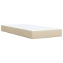 Cremefarbenes vidaXL Boxspringbett 90x190 cm mit Matratze aus Stoff.