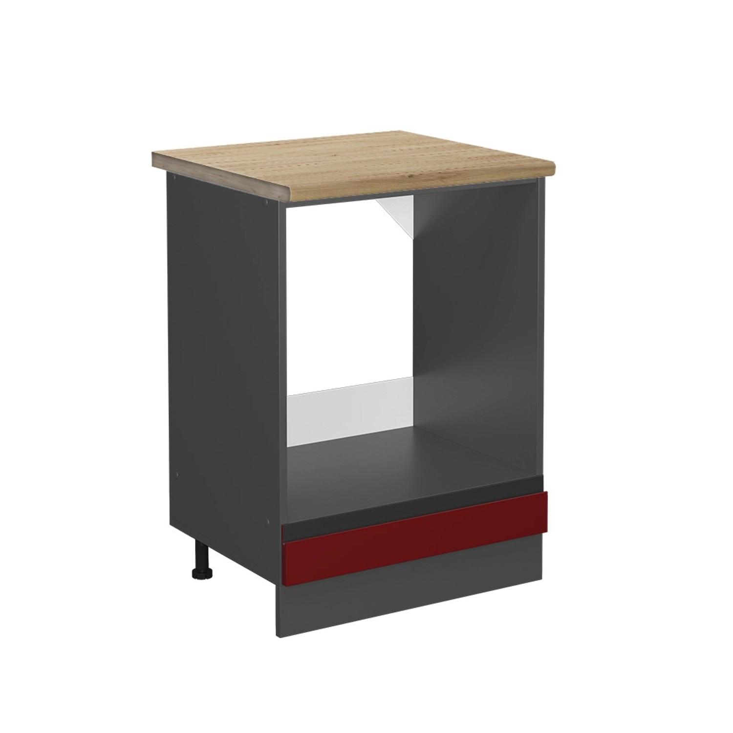 Vicco Herdumbauschrank R-Line Herdschrank Rot/Anthrazit 60 cm AP Eiche