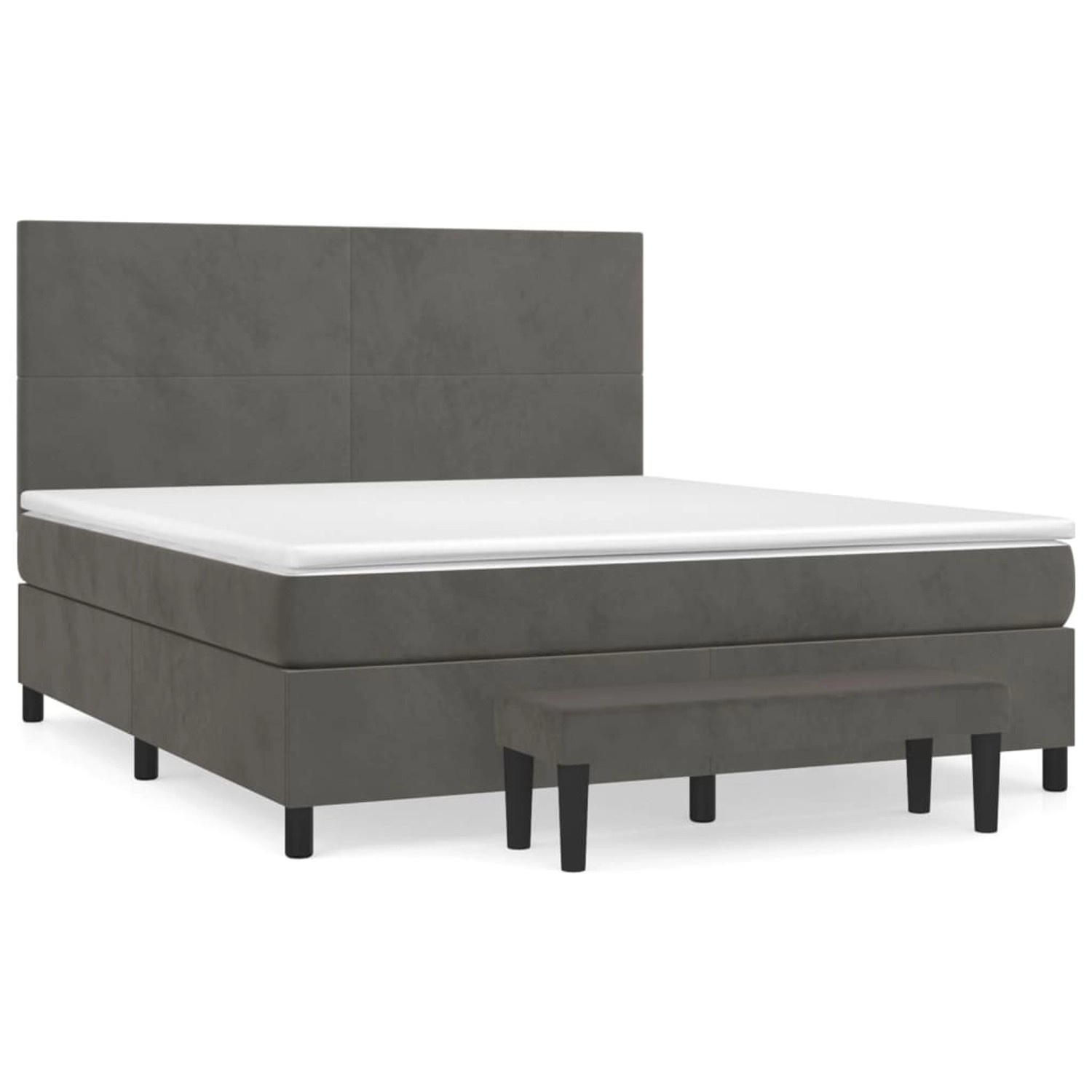 vidaXL Boxspringbett Boxspringbett mit Matratze Dunkelgrau 180x200 cm Samt günstig online kaufen