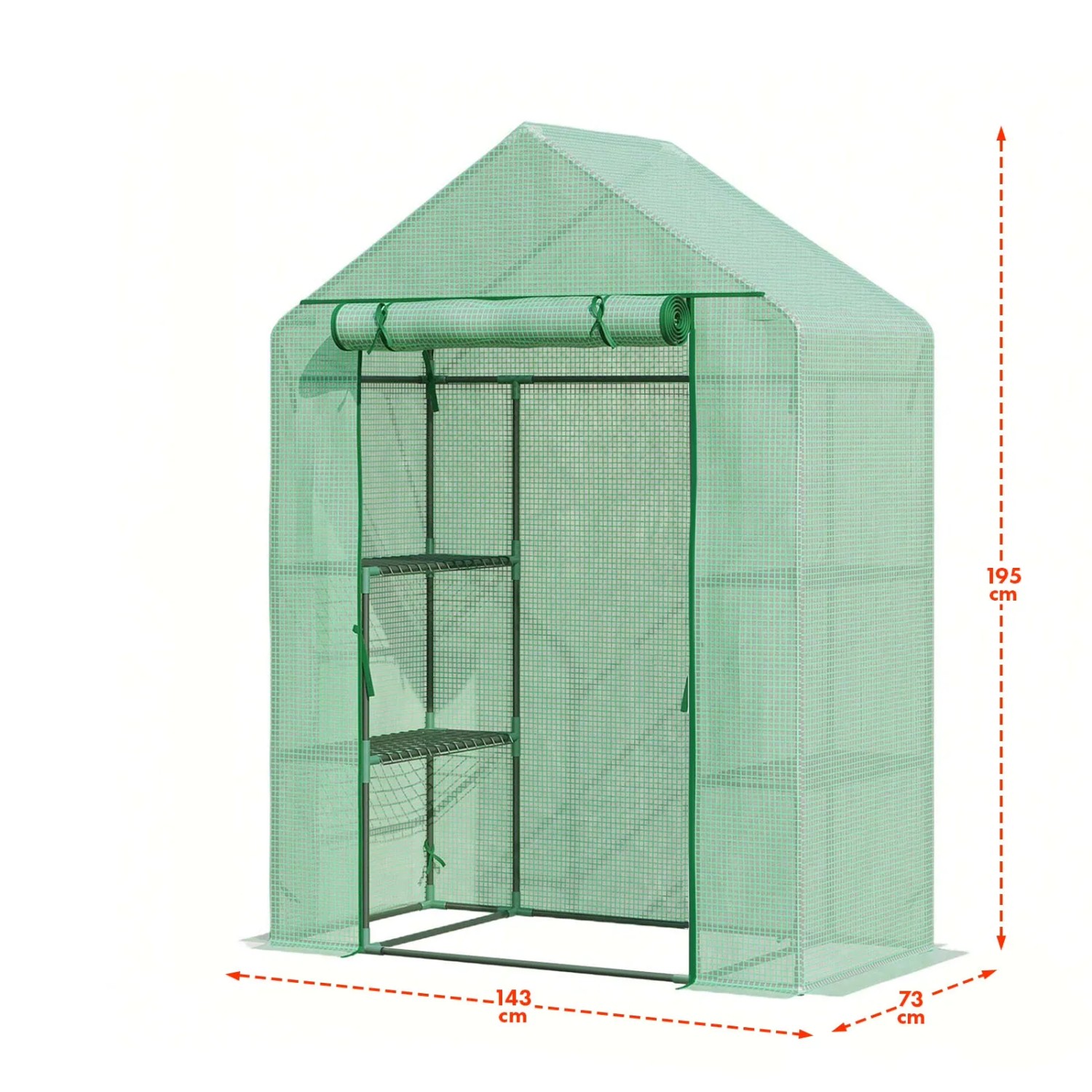 KARAT Foliengewächshaus Harrest mit Metallablagen, 143x195x73cm, für optimales Pflanzenwachstum.