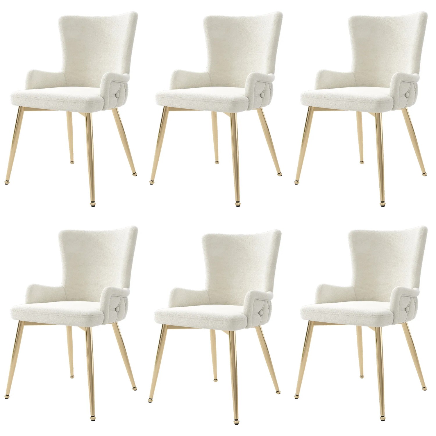 Merax 6 Esszimmerstühle Samt Goldfarbene Metallbeine Wohnzimmerstuhl Beige