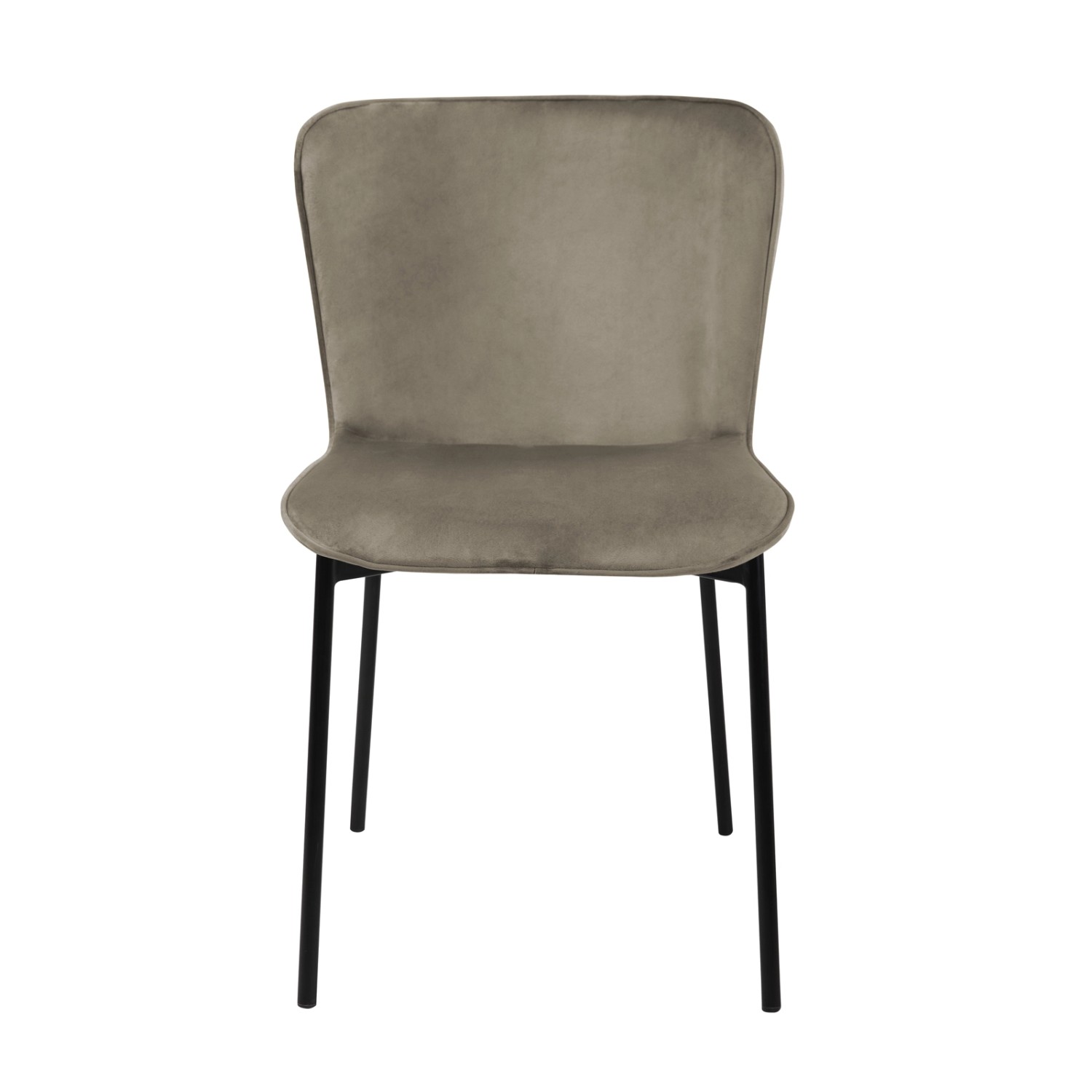 Svita Mary 2er Set Esszimmerstuhl, taupefarbener Samtbezug, schwarze Beine, ohne Armlehnen.