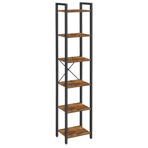 Songmics Bücherregal Barnet mit 6 Ebenen in Braun-Schwarz, schlankes Design.