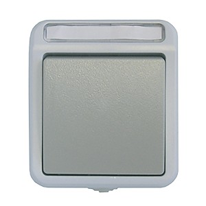 ASS AP/FR Kreuzschalter IP54, Feuchtraum-Kreuzschalter in Grau und Dunkelgrau.