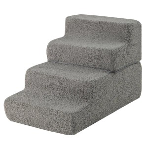 Costway Hundetreppe 4 Stufen Rutschfeste Aus Schaumstoff Grau