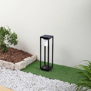 Moderne Lucande LED Solarleuchte Nilea in Schwarz für Garten & Terrasse. Spritzwassergeschützt mit Bewegungsmelder.