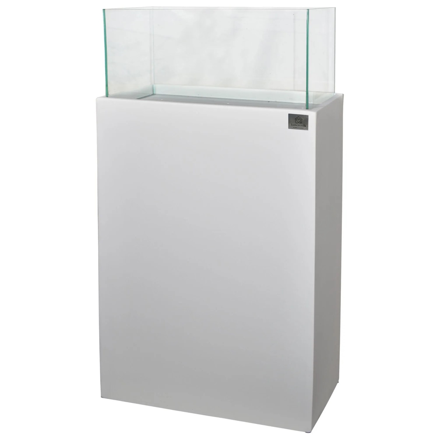 LAMORENDA Windlicht Fiberglas 52 x 25 x 100 cm Innen- und Außenbereich Weiß
