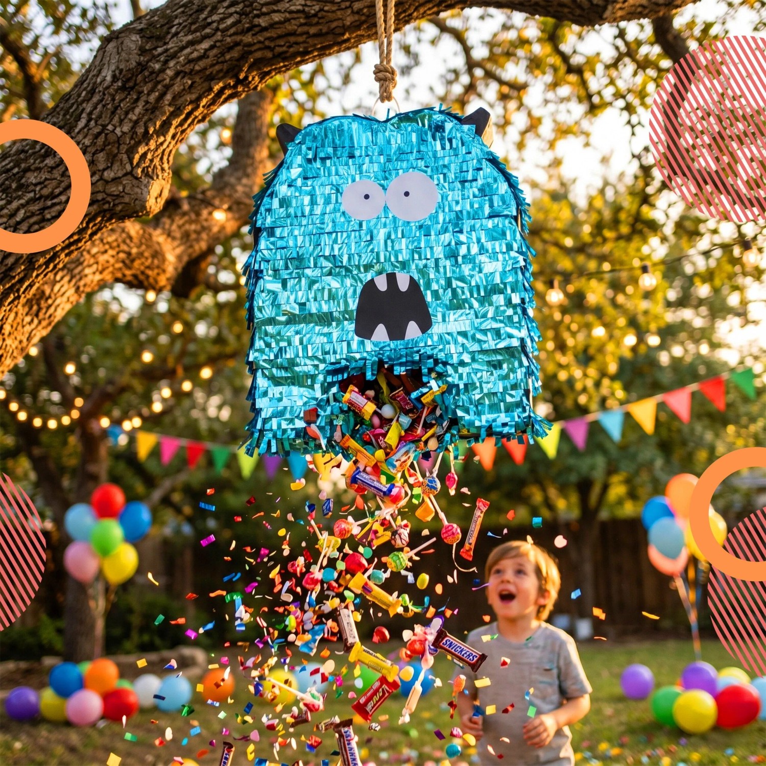 Relaxdays Pinata Pappe Blau Glänzend Befüllbar Mit Zubehör-Set_2
