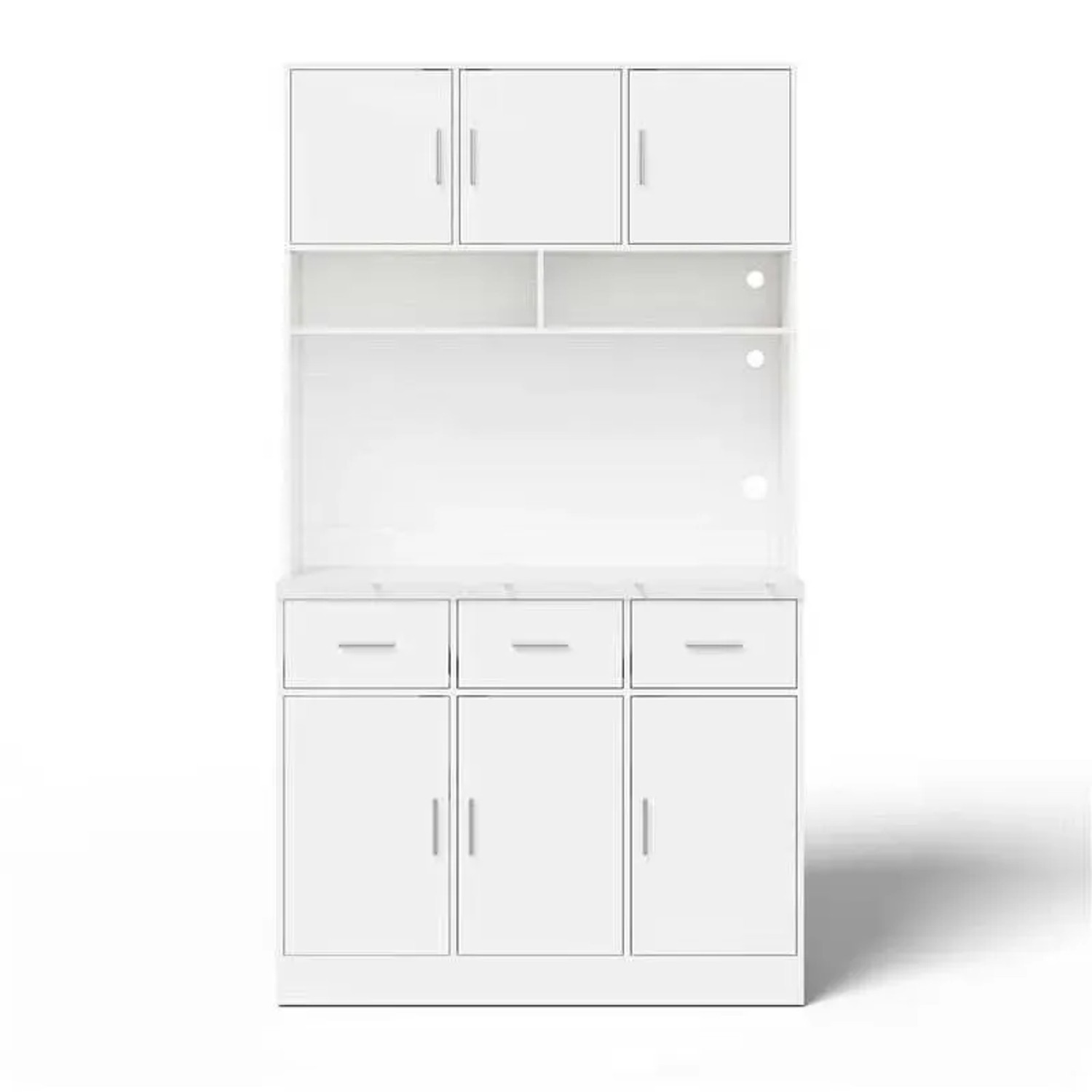 Merax Küchenschrank 100x40x180 cm LED App Schubladen Steckdosen Verstellbare Böden