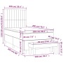 Blaues Boxspringbett 100x200 cm mit Matratze und Bank, Stoffbezug.