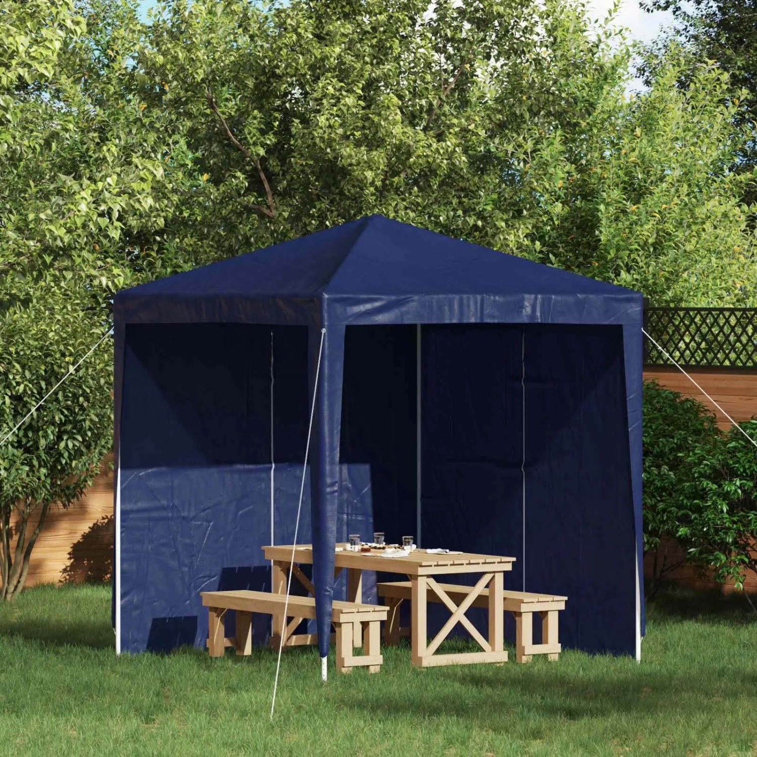 vidaXL Party Zelt Seitenteil 2 Stk Blau 200 x 195 cm PE und Stahl 42033011_2