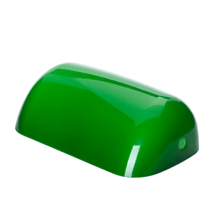 Grüner, glänzender Glasschirm für Bankerlampe. Ersatzglas für klassische Schreibtischleuchten, 22,5 cm breit.