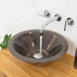 Wohnfreuden Andesit Waschbecken Caping 40 cm Schwarz