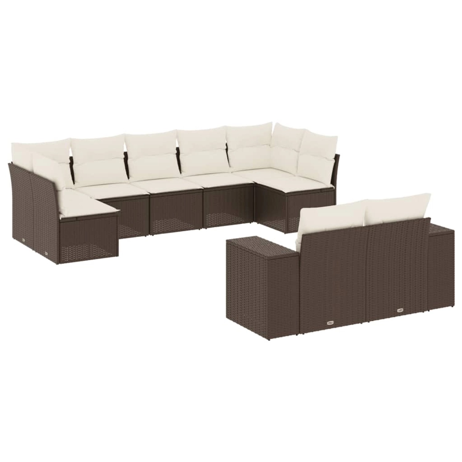 vidaXL 9-Tlg Garten-Sofagarnitur mit Kissen Braun Poly Rattan 3255360 günstig online kaufen