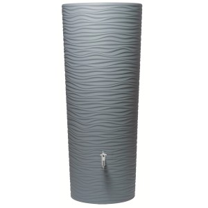 Natura 2in1 Regenwasserbehälter 350 l Ocean mit wellenförmiger Oberfläche und Zapfhahn.