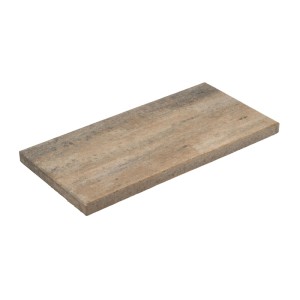 Rechteckige Diephaus Terrassenplatte Corso Muschelkalk 80x40x4 cm mit natürlicher Oberfläche und gefasten Kanten.