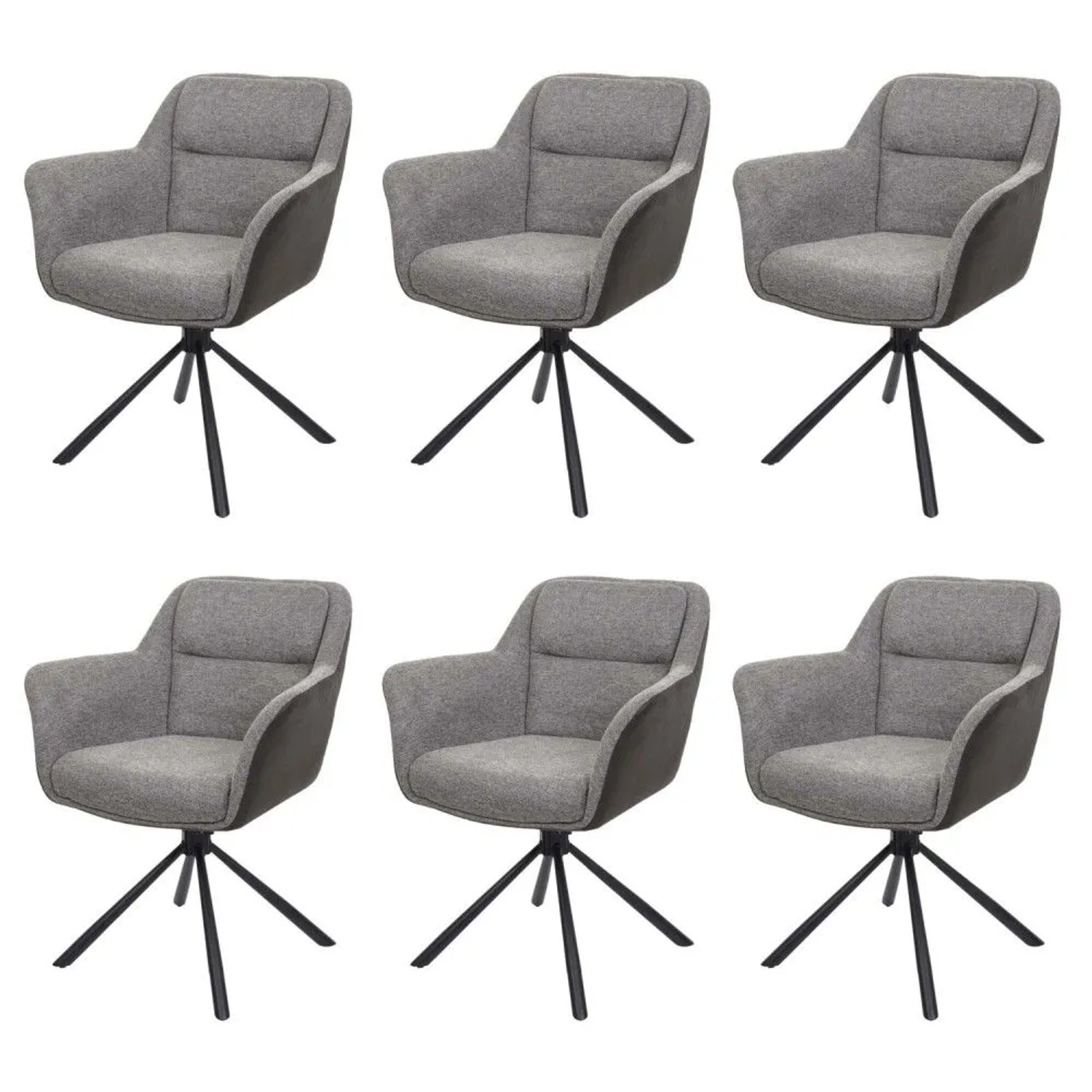 MCW Esszimmerstuhl K33 6er-Set Kunstleder Grau-dunkelgrau