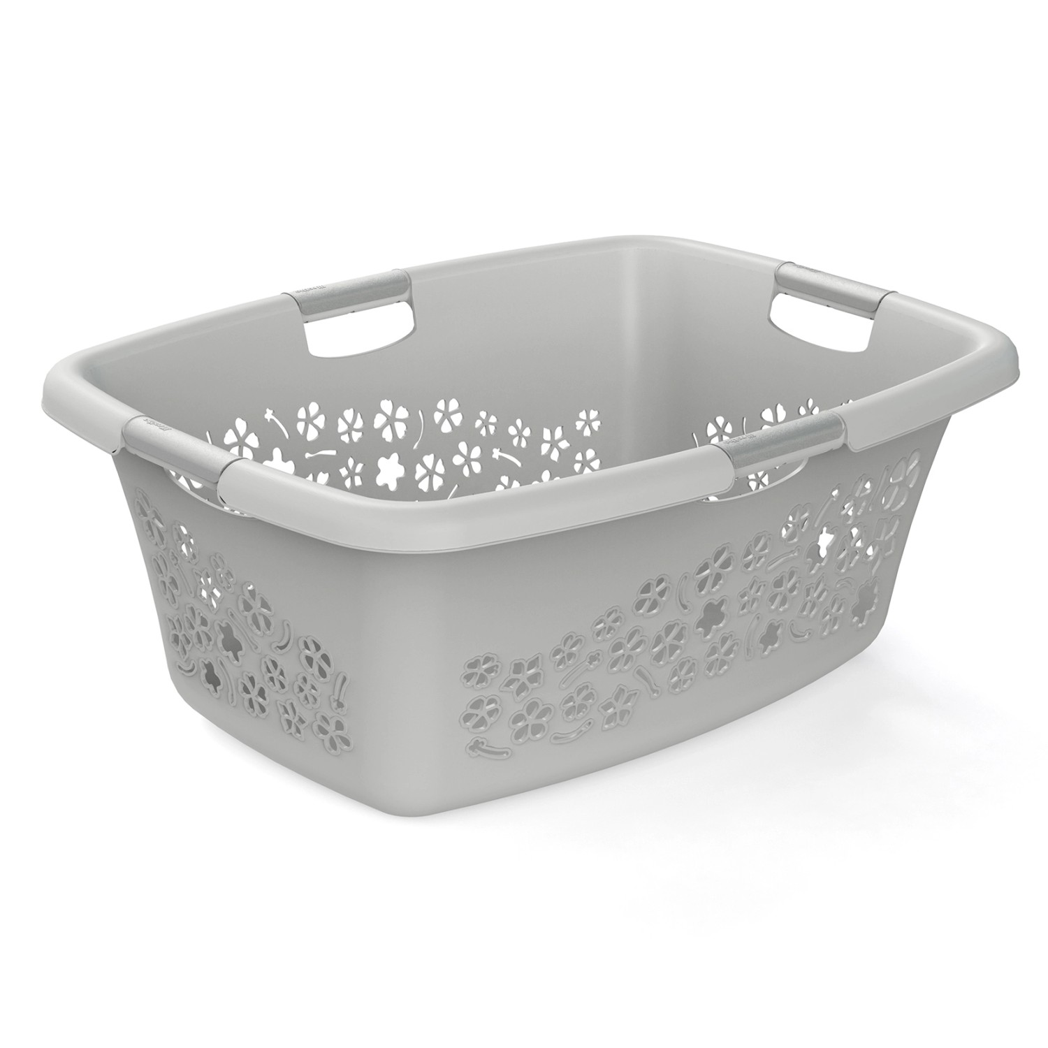 Rotho Wäschekorb Flowers 50, Cool Grey