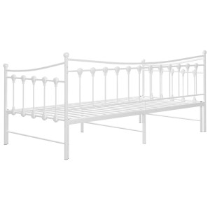 Weißes vidaXL Ausziehsofa Bettgestell aus Metall, 90x200 cm.