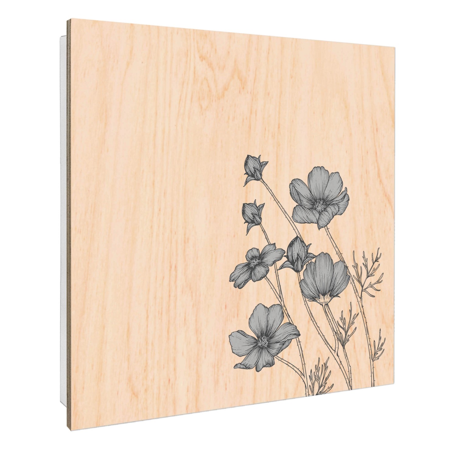 Banjado Schlüsselkasten mit Holzfront 30x30cm Weiß Scharnier Links 50 Haken günstig online kaufen