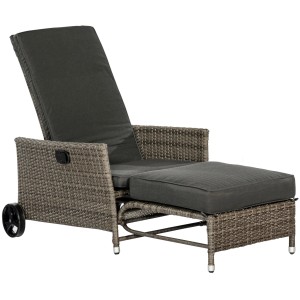 Merxx Komfort Deckchair Gartenstuhl mit Auflage, verstellbarer Rückenlehne und Rädern.
