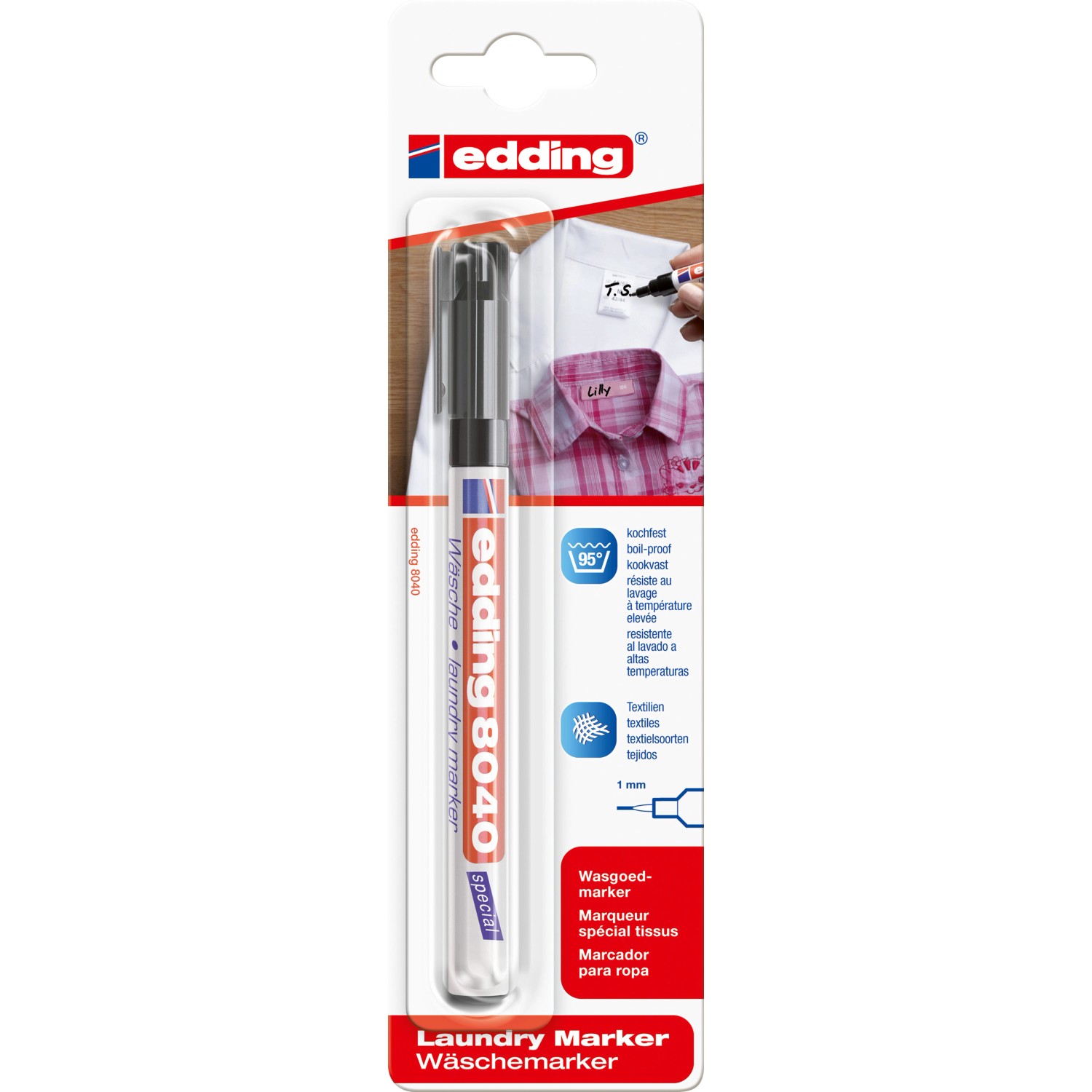 Edding 8040 Wäschemarker, schwarz, zum Beschriften von Textilien.