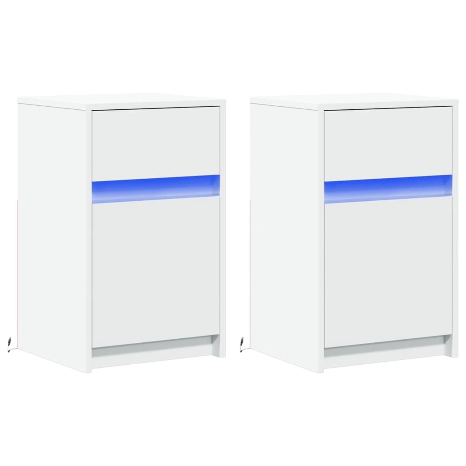 vidaXL Nachttische mit LED-Leuchten 2 Stk, Weiß Holzwerkstoff 851999 günstig online kaufen