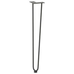 Anthrazitfarbenes Haarnadelbein aus massivem Stahl, 72 cm hoch, für Konsolentische. Mit Montageplatte und Nivellierfuß.