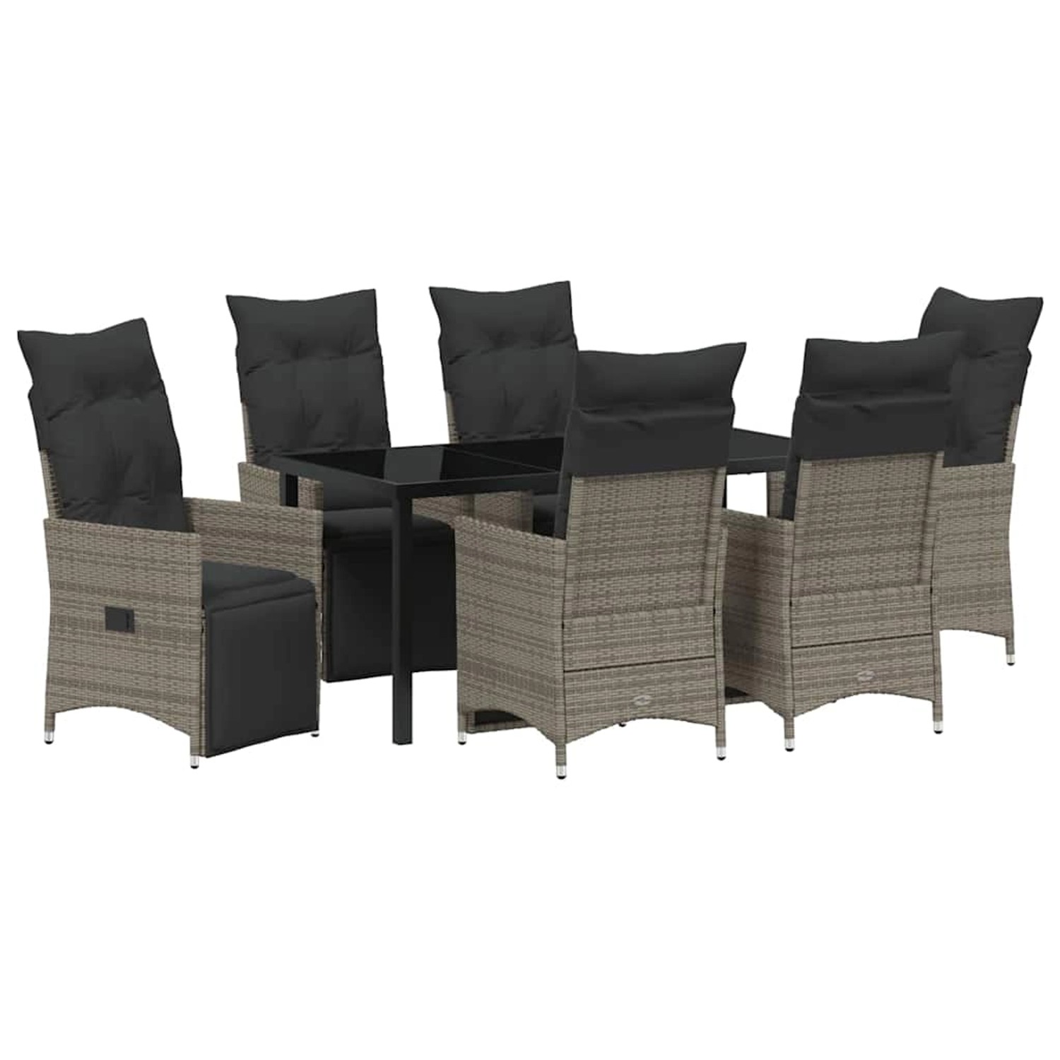 vidaXL Garten Essgruppe mit Kissen 7-Tlg Grau Poly Rattan 3379580 günstig online kaufen