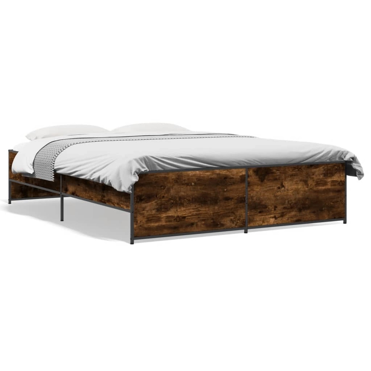 vidaXL Bettgestell Räuchereiche 140x200 cm Holzwerkstoff und Metall 3279889 günstig online kaufen