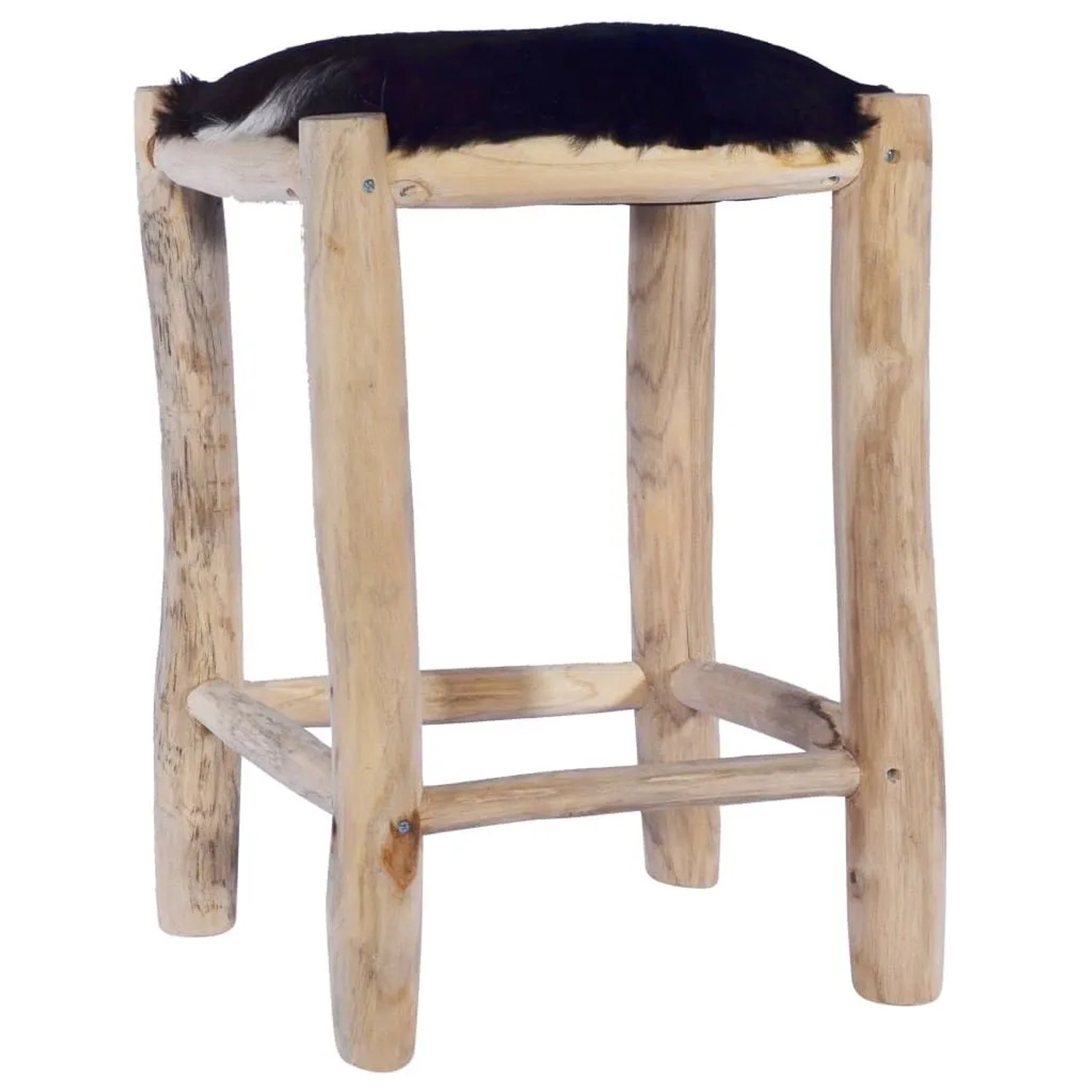vidaXL Barhocker Echtes Ziegenfell und Teak Massivholz 288810