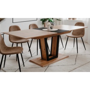 Furn.Design Esstisch in Eiche und Schwarz Ausziehbar Küchentisch 160 - 200 x 90 cm Borja