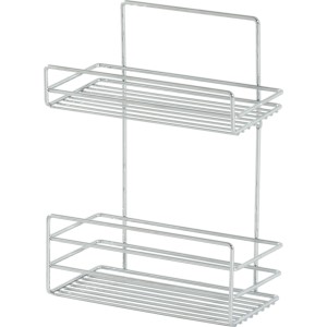 Verchromter Drahtkorb Fregate mit 2 Etagen, 360x260x130 mm, zur Wandmontage im Badezimmer oder Dusche.