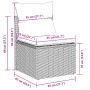 Skizze eines schwarzen Rattan Gartenstuhls der vidaXL 5-tlg. Sofagarnitur mit Maßen.