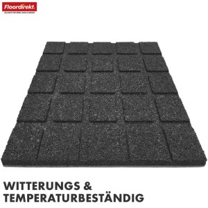 Floordirekt Fallschutzmatte Elastikmatte Fallschutzplatte mit Drainage 50 x 50 x 4 cm Grau