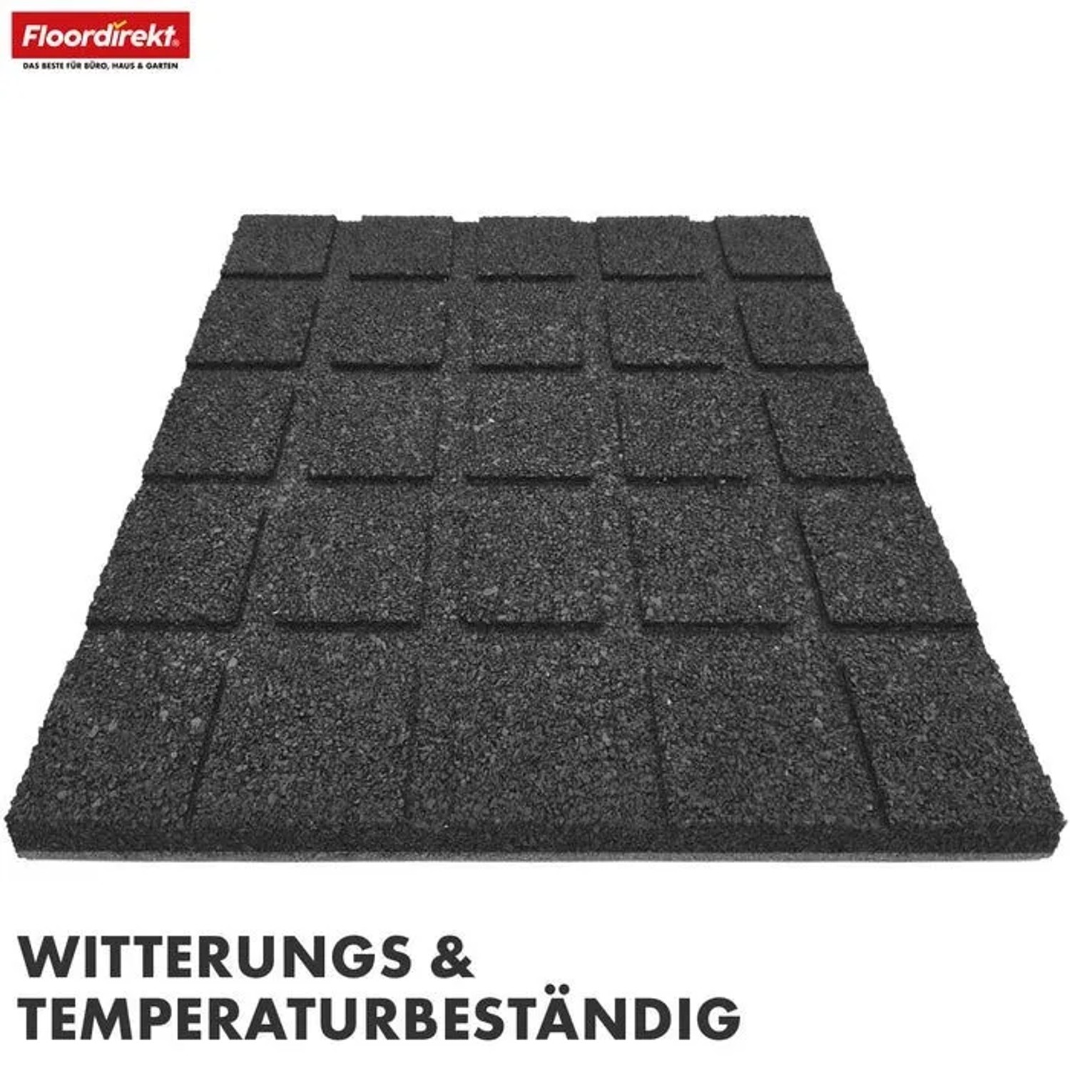 Floordirekt Fallschutzmatte Elastikmatte Fallschutzplatte mit Drainage 50 x 50 x 4 cm Grau_2