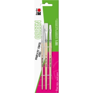 Marabu Green Pinselset mit 3 veganen Pinseln (Gr. 6, 8, 12) für Acryl-, Aquarell- und Wasserfarben.