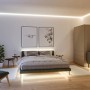 MaxLED 1000 COB LED-Strip mit Tunable White im Schlafzimmer. Indirekte Eck- und Bettbeleuchtung schafft Ambiente.