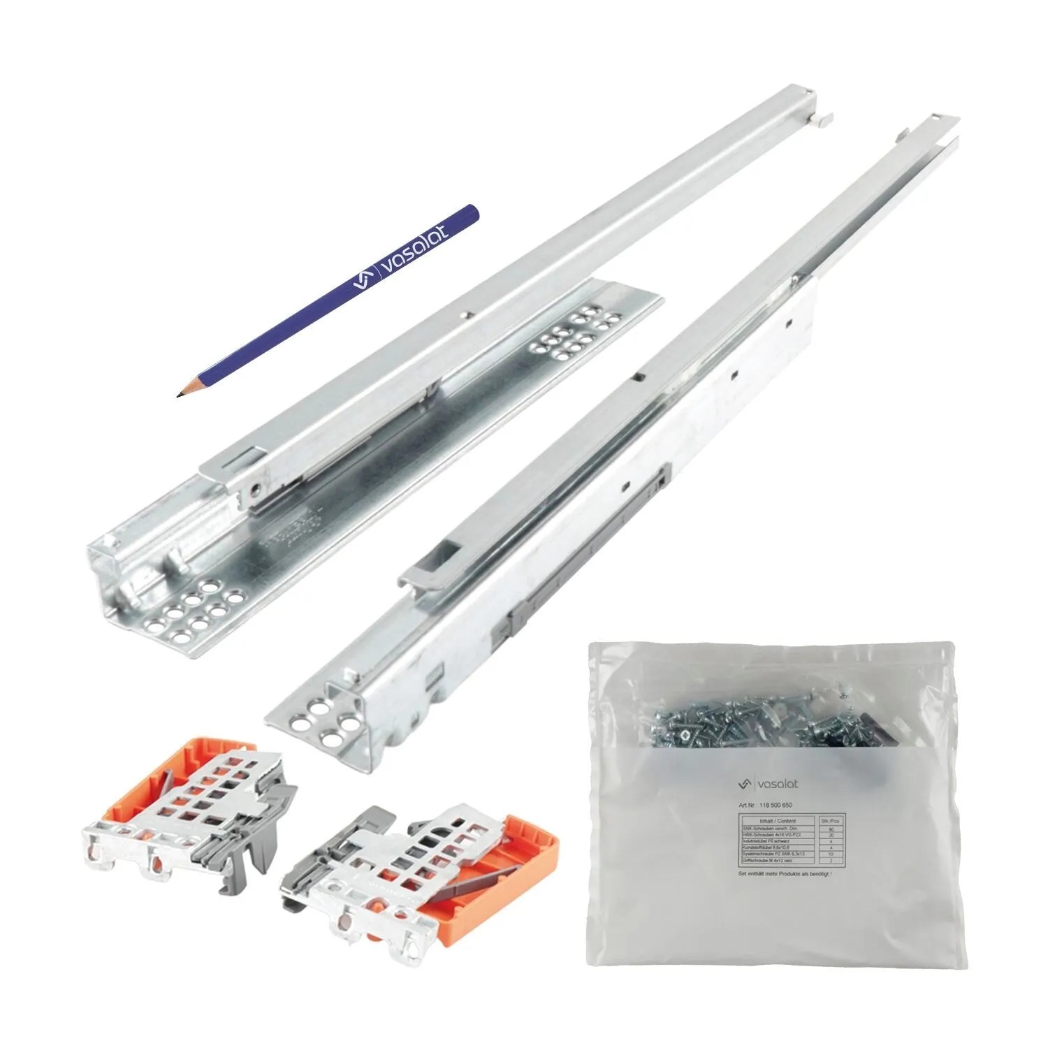 vasalat Set Blum Tandem Teilauszug Set Schubladenauszug 550mm Blumotion + Kupplung bis 30kg