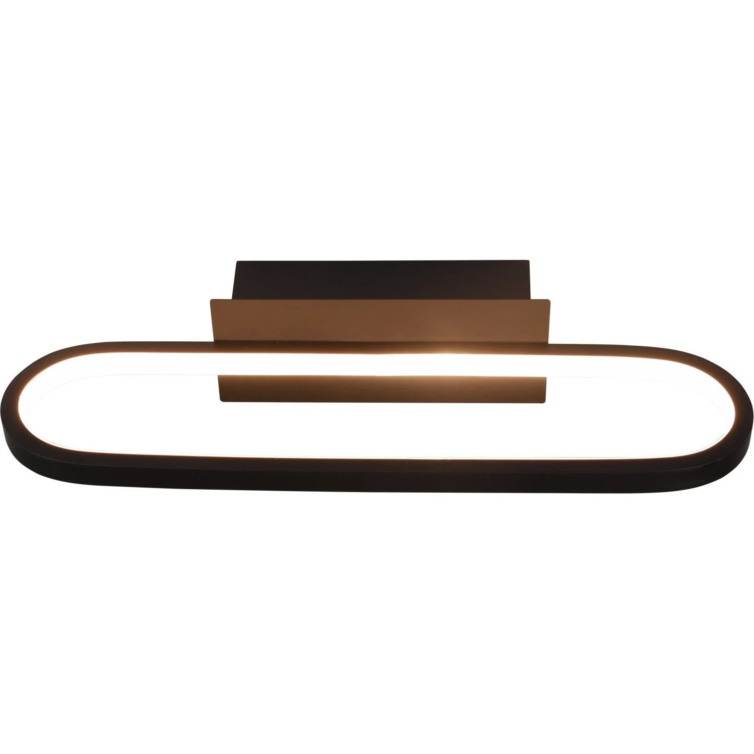 Ovale LED-Wandleuchte Gianni in Schwarz Matt für Bad und Wohnraum, 40 cm breit.