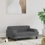 Dunkelgraues vidaXL Hundebett (70x45x30 cm) aus Samt, im Wohnzimmer.