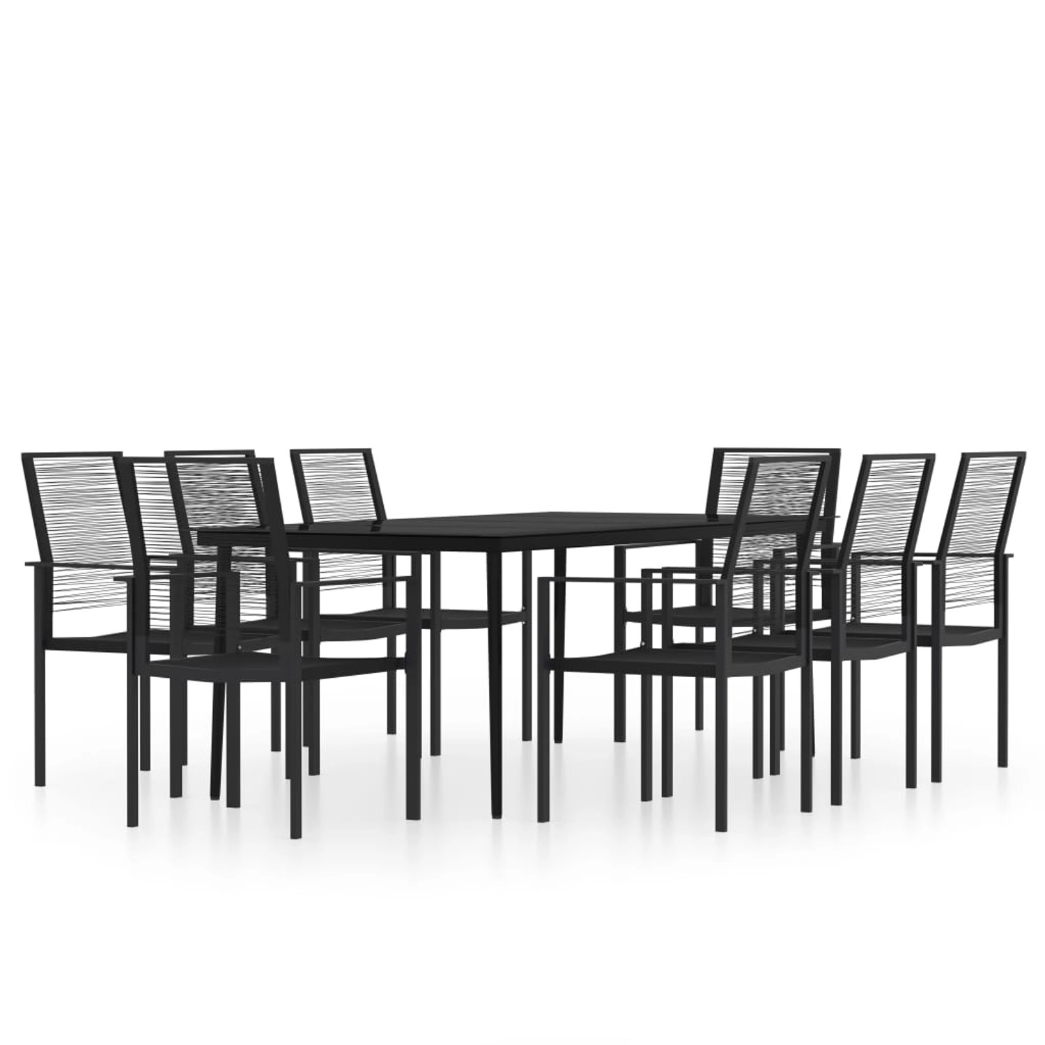 vidaXL 9-Tlg Garten-Essgruppe Schwarz 3099208