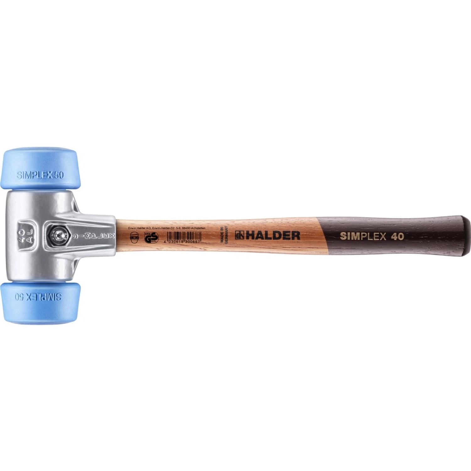 Halder Simplex Schonhammer Ø 50 40 mm TPE-soft Blau mit Aluminiumgehäuse günstig online kaufen