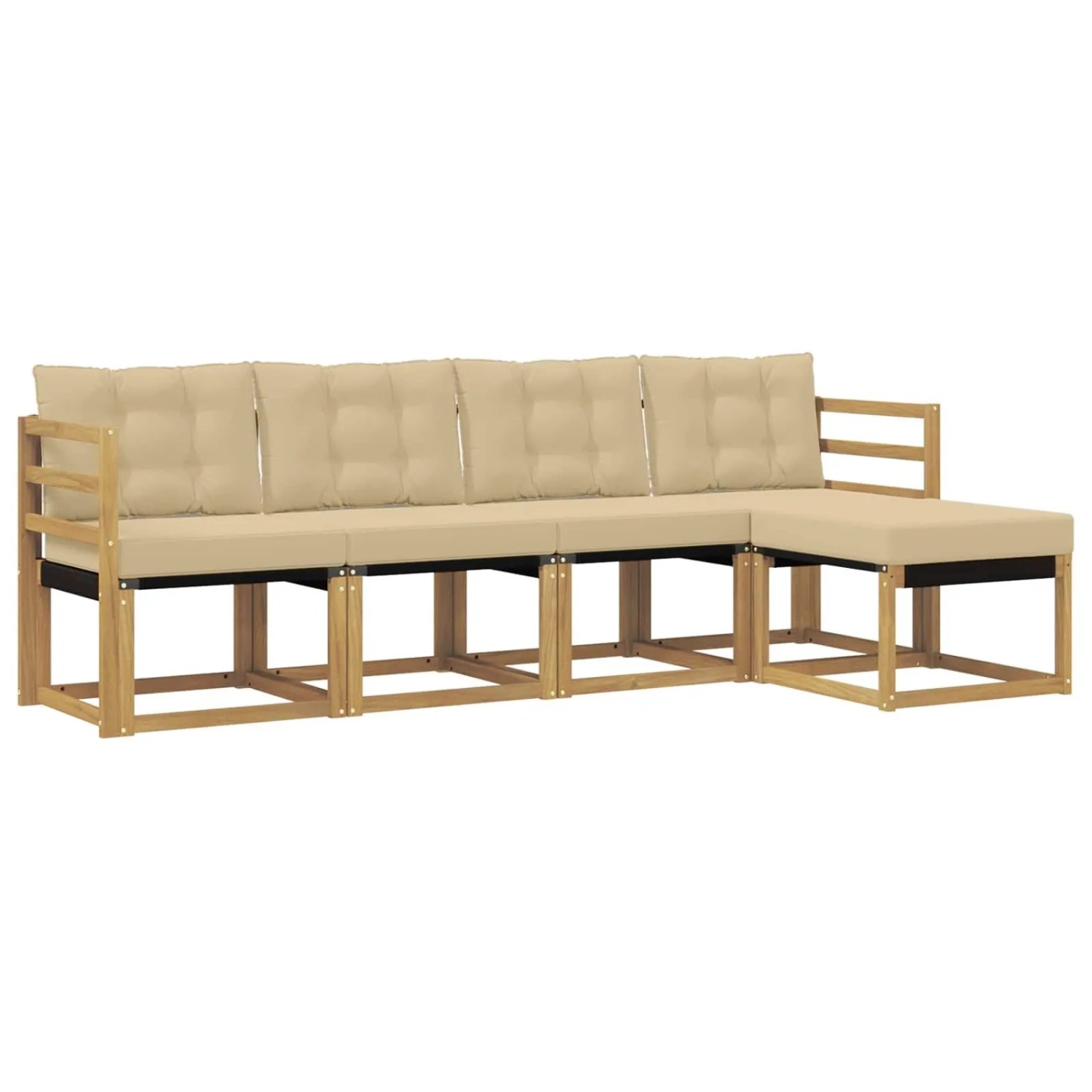 vidaXL Outdoor-Sofagarnitur mit Kissen 5-Tlg Weiß und Beige 3389371