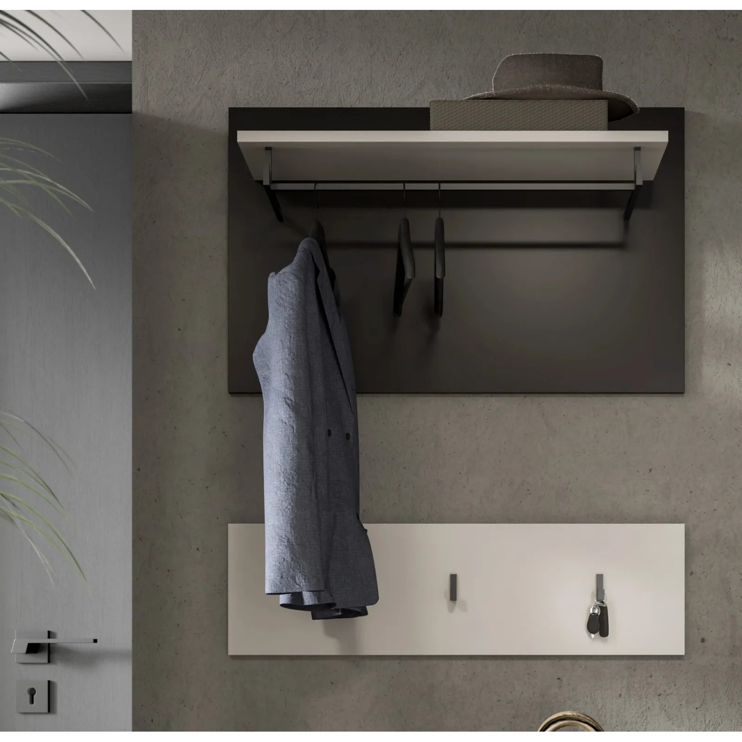 Inn.Furn Garderobenpaneel Set in Weiß und Grau 80 cm Cooper_5
